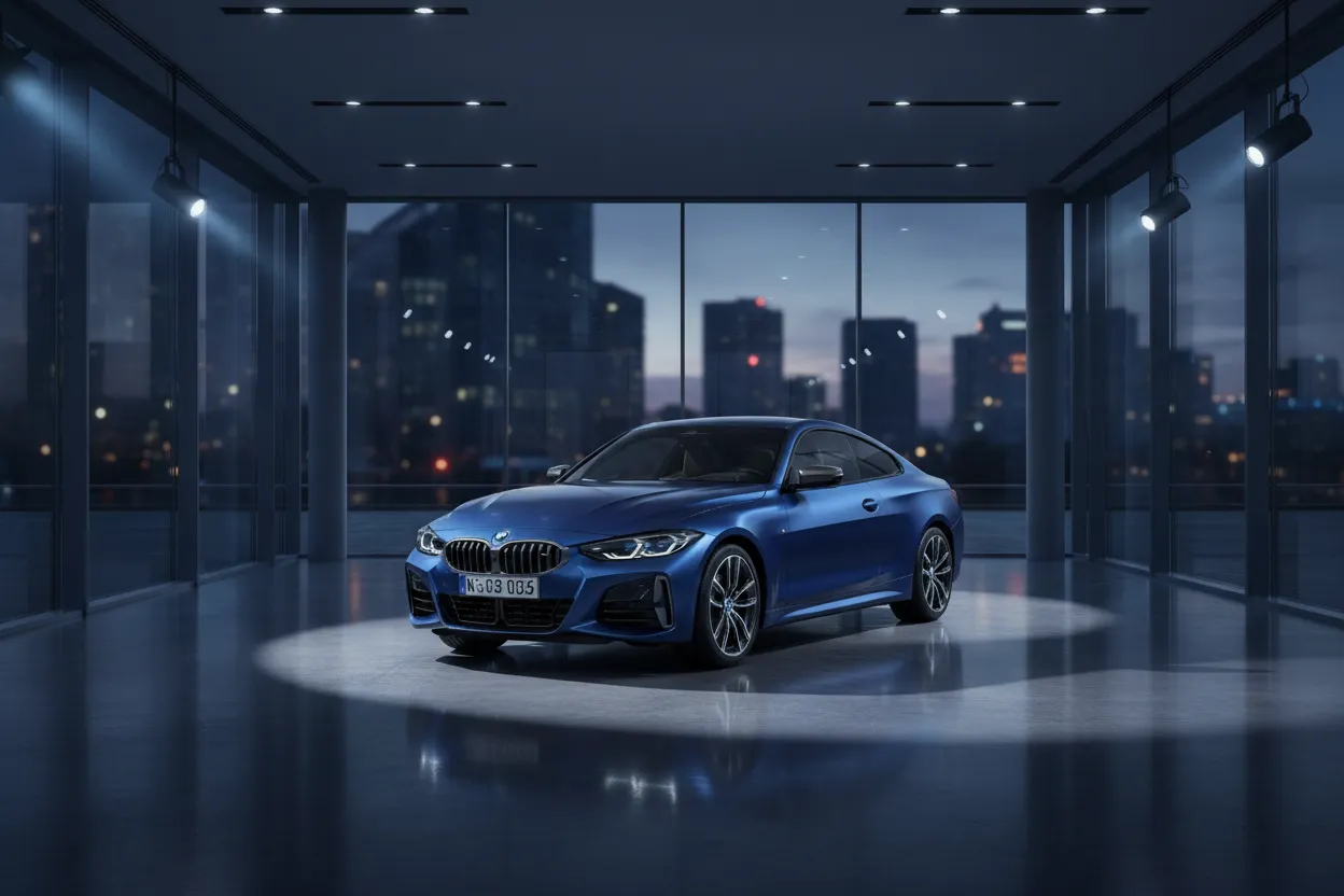 A car in a premium virtual showroom